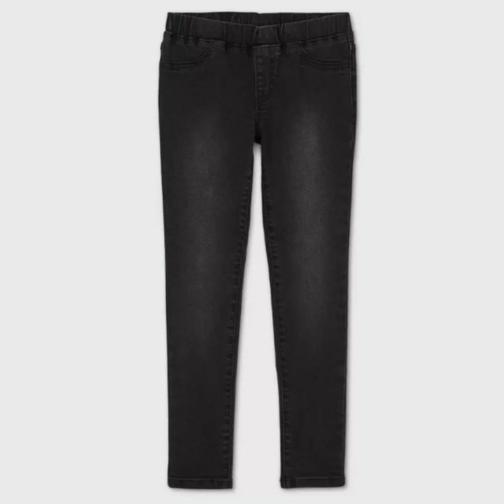 NEW! Cat & Jack Girls' Faded Black Wash Mid Rise Jeggings